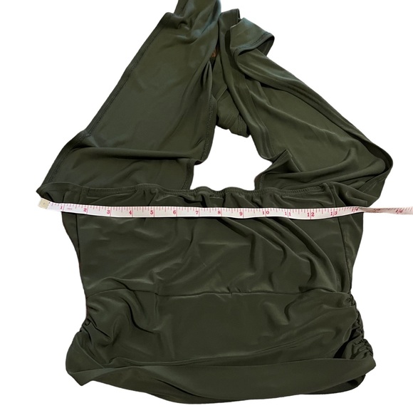 Fashion Nova Olive Green Slinky Multi-way Criss Cross Halter Cut Out Crop Top - Picture 15 of 15